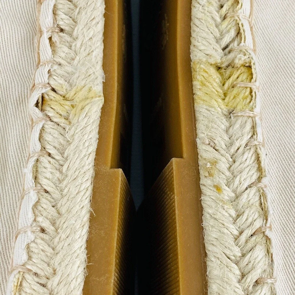 Womens 8.5 Bamboo Maldives Espadrilles Popcorn Drink Ivory Canvas Slip On‎ Shoes